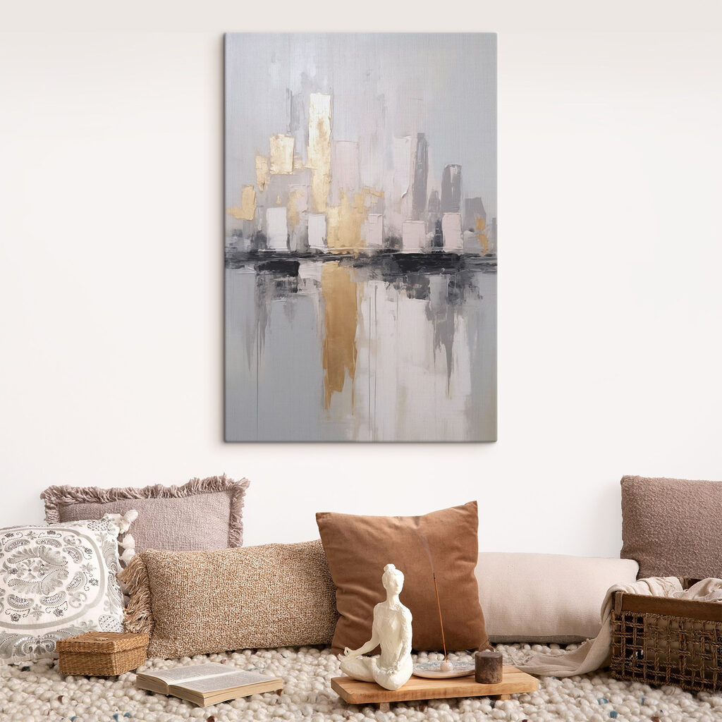 Painting of a city skyline Painting of a city skyline