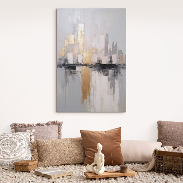 Painting of a city skyline Painting of a city skyline