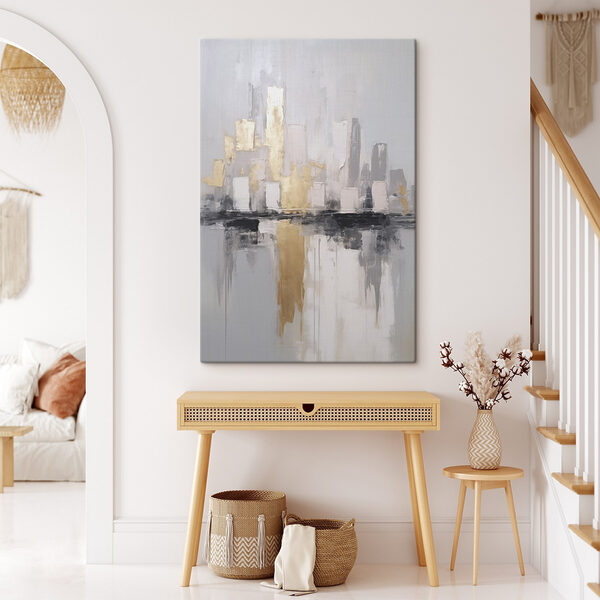 Painting of a city skyline Painting of a city skyline