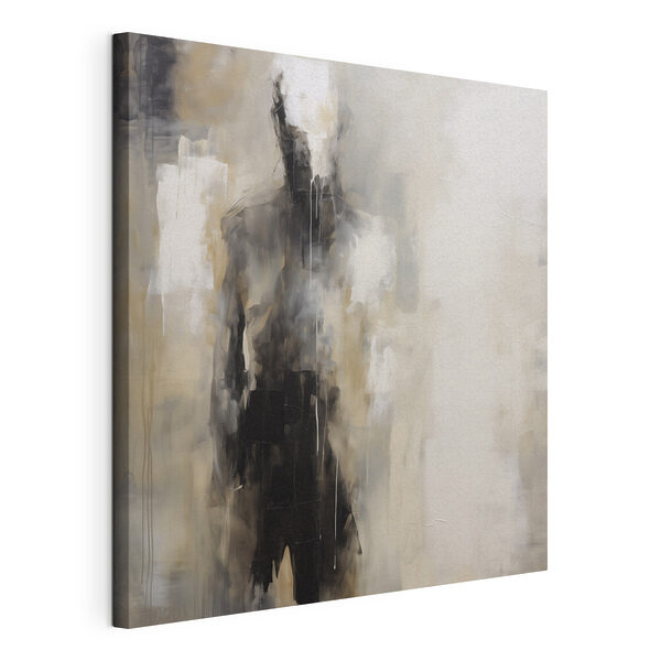 Painting of a person in black and white