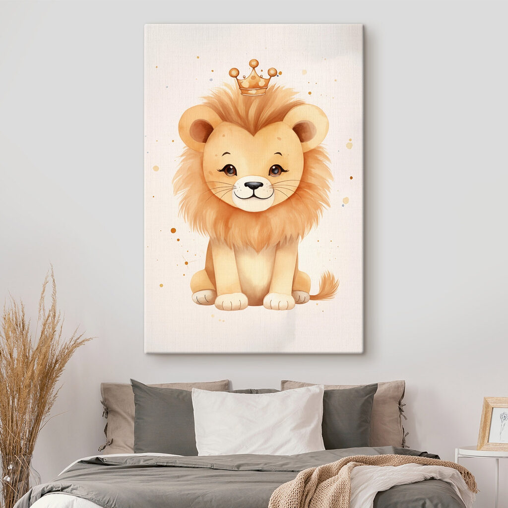 Watercolor of a lion with a crown Watercolor of a lion with a crown