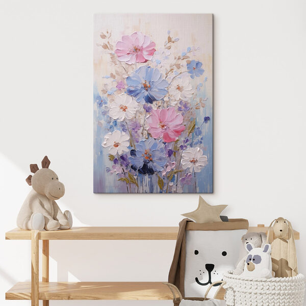 Painting of flowers on a white surface