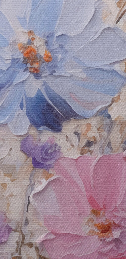 Painting of flowers on a white surface