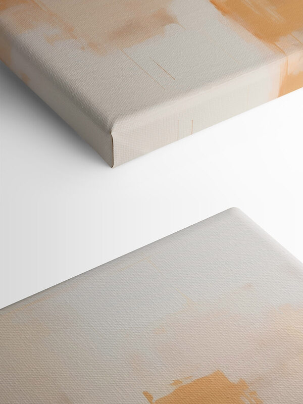 Painting of a white wall with brown squares