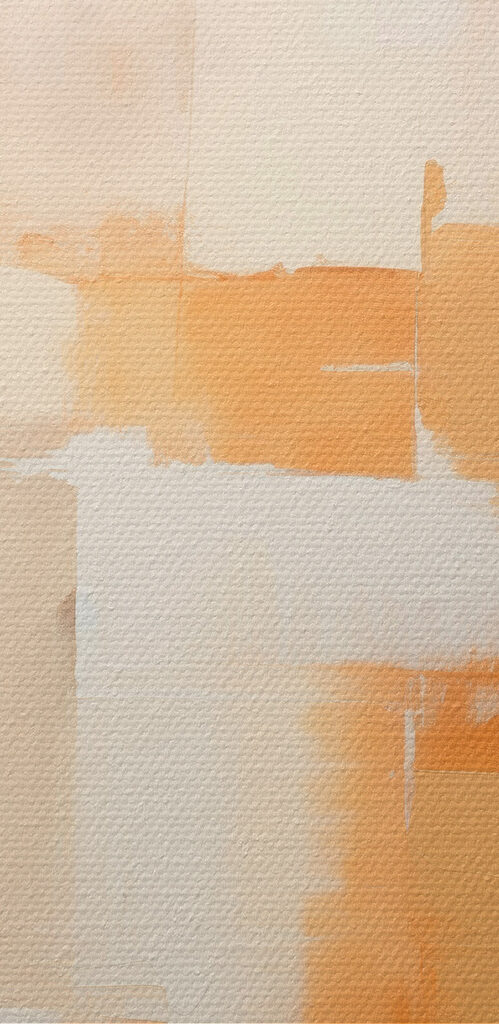 Painting of a white wall with brown squares