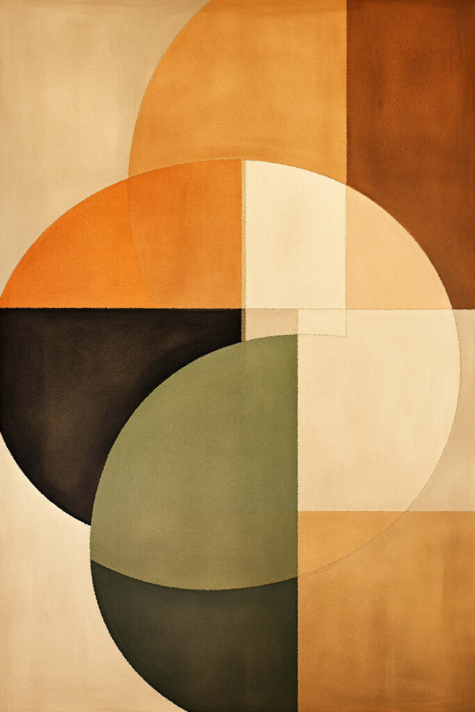 Colorful art piece with circles and squares