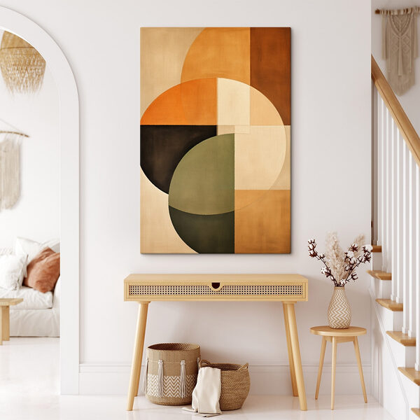 Colorful art piece with circles and squares
