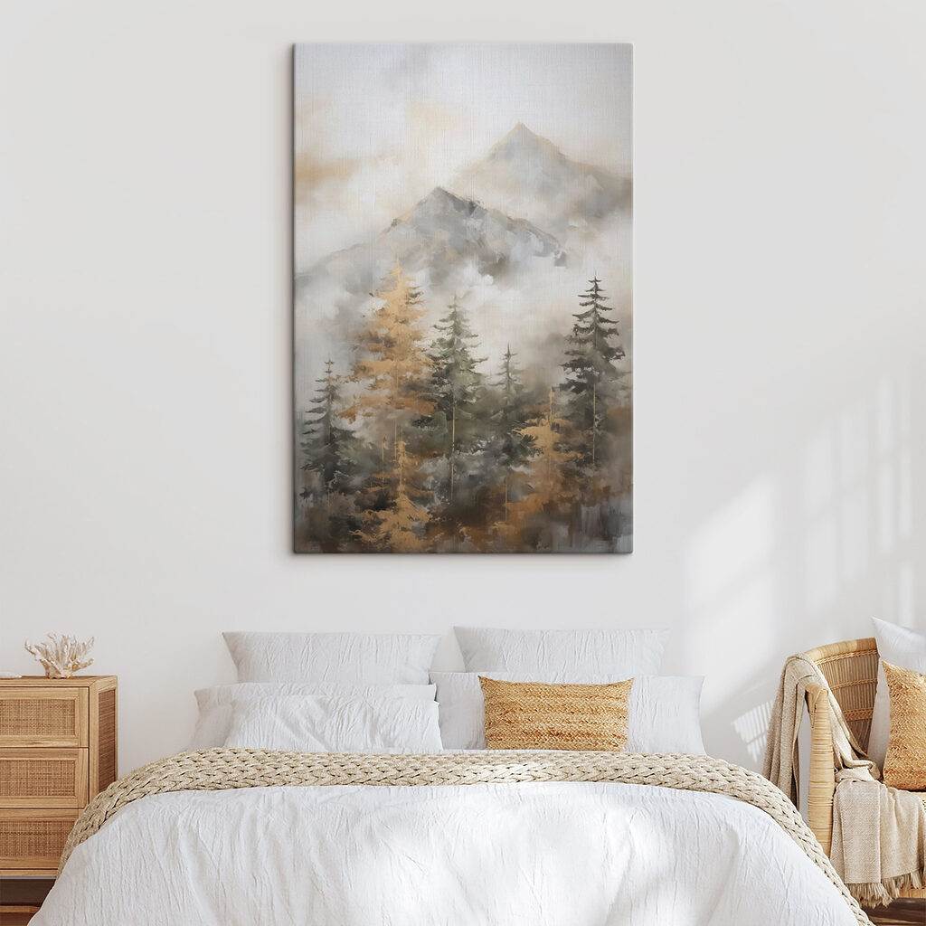 Painting of trees and mountains Painting of trees and mountains