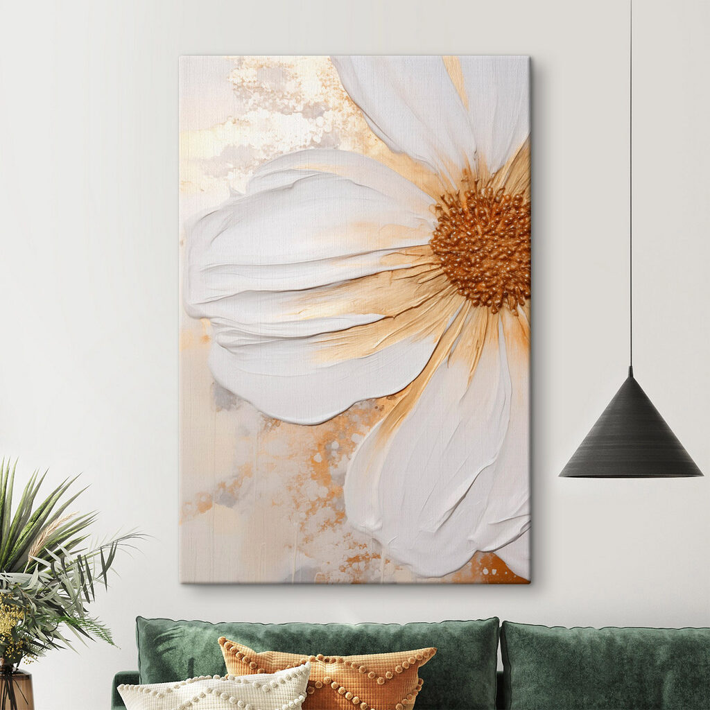 Large white flower with golden accents Large white flower with golden accents