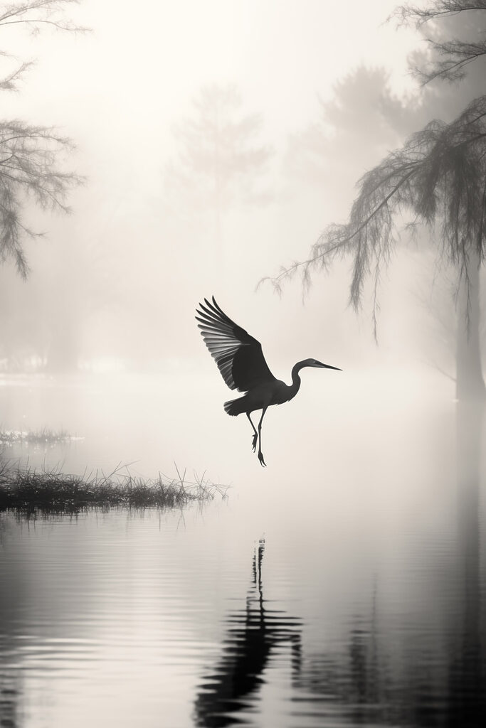 Bird flying over water