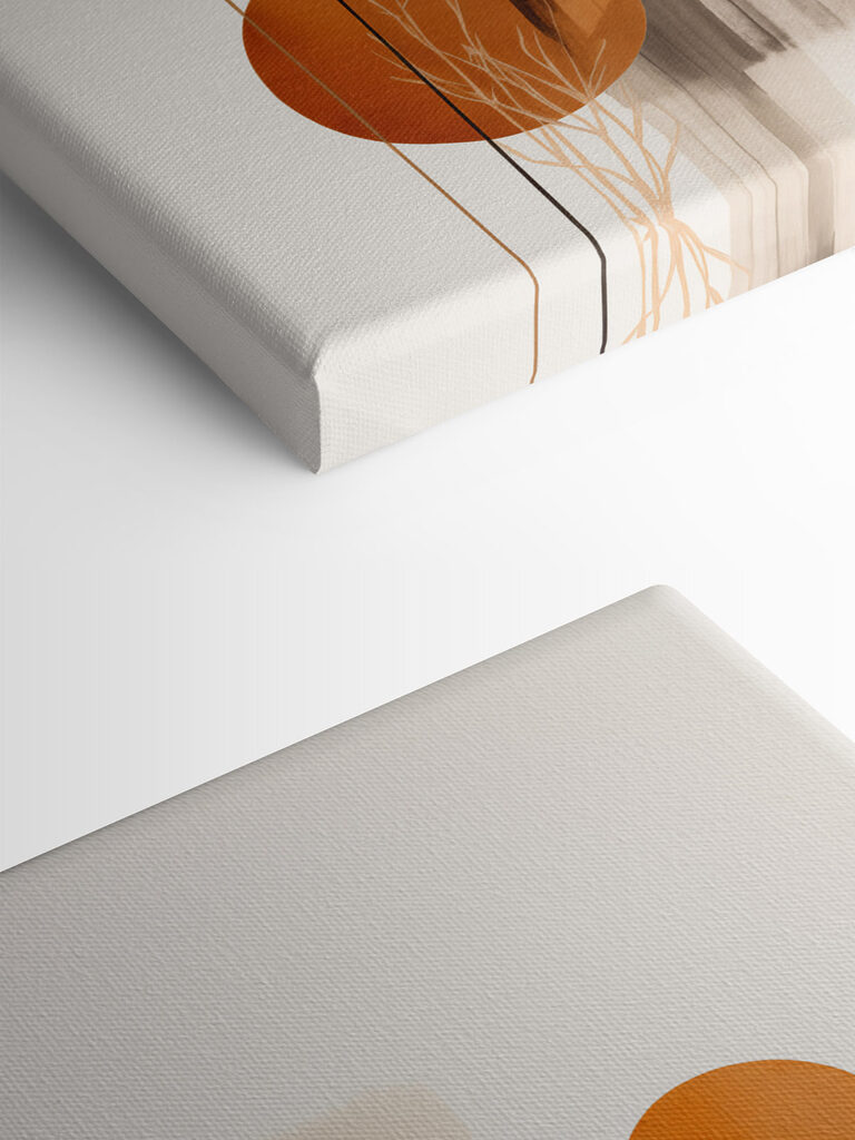 - Soft hues and botanical shapes unite