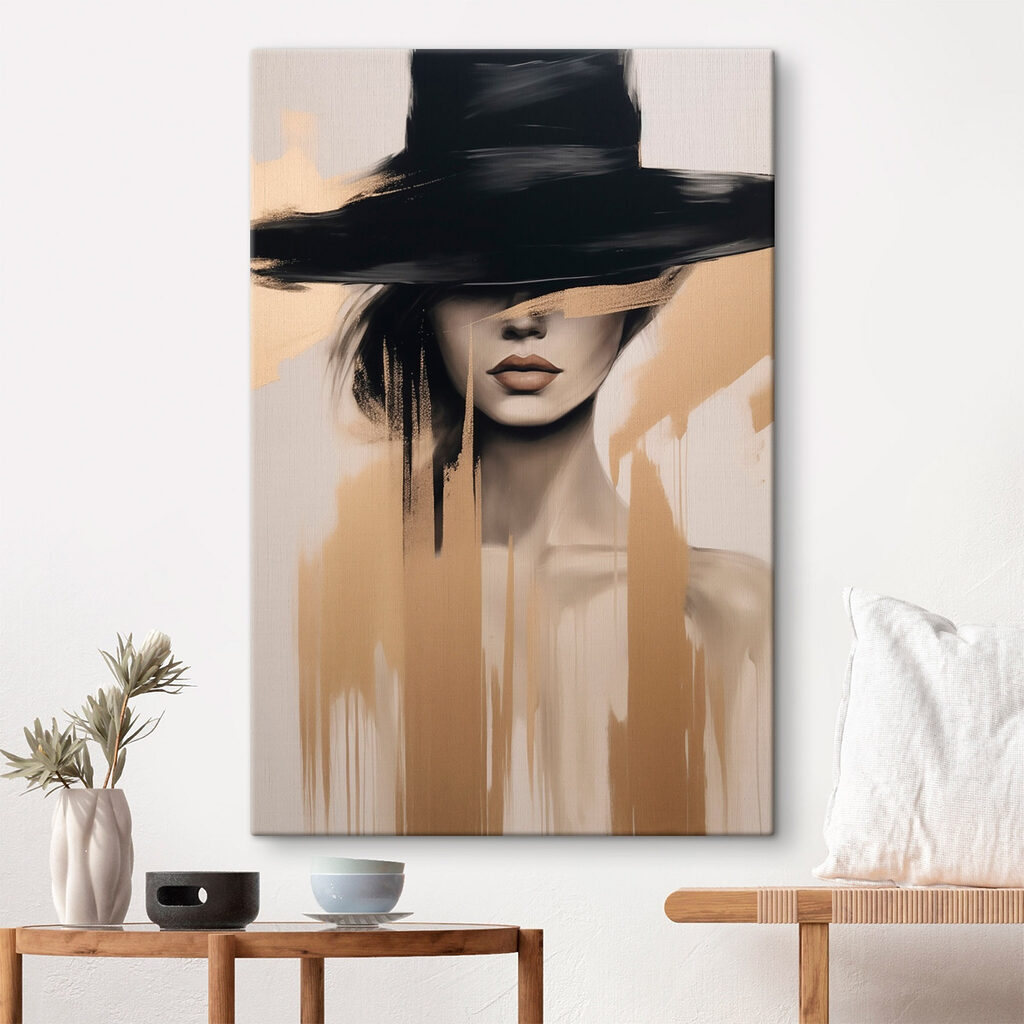 Painting of a woman with a black hat