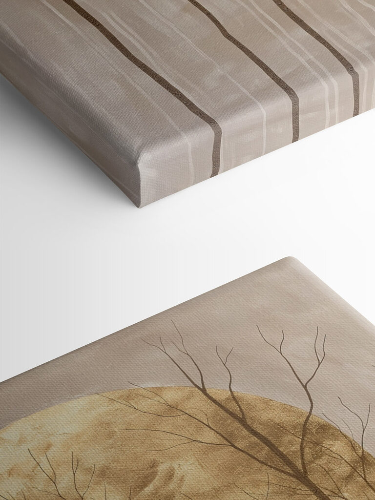 Painting of trees and a large moon