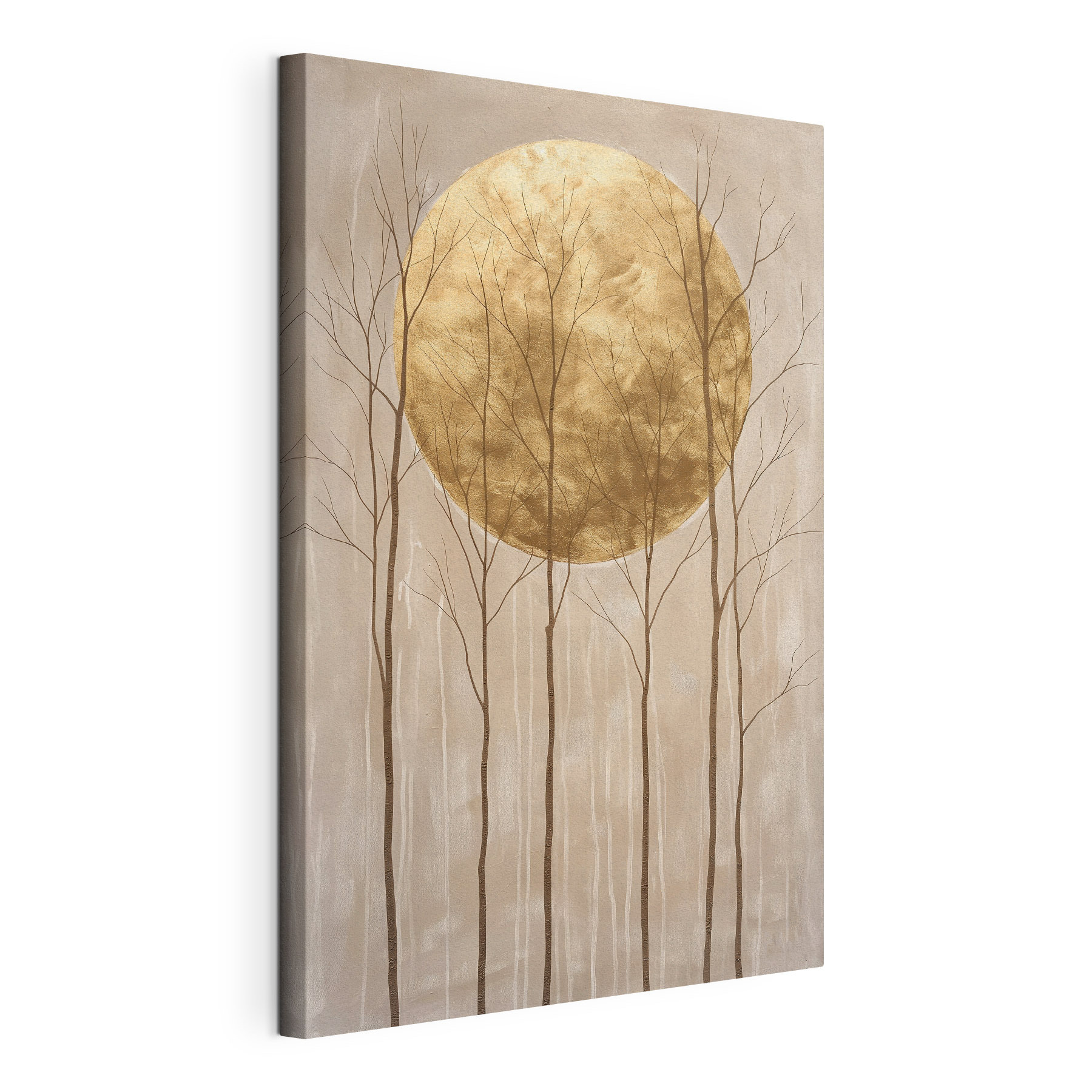 Painting of trees and a large moon