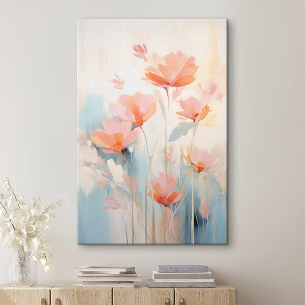 Painting of flowers on a blue background Painting of flowers on a blue background