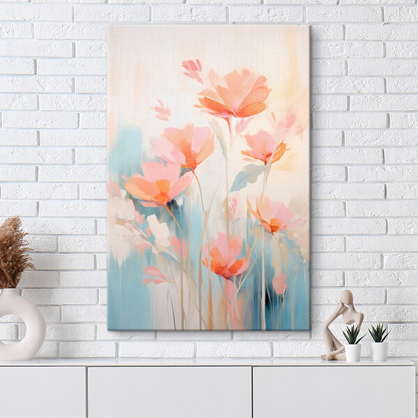 Painting of flowers on a blue background Painting of flowers on a blue background