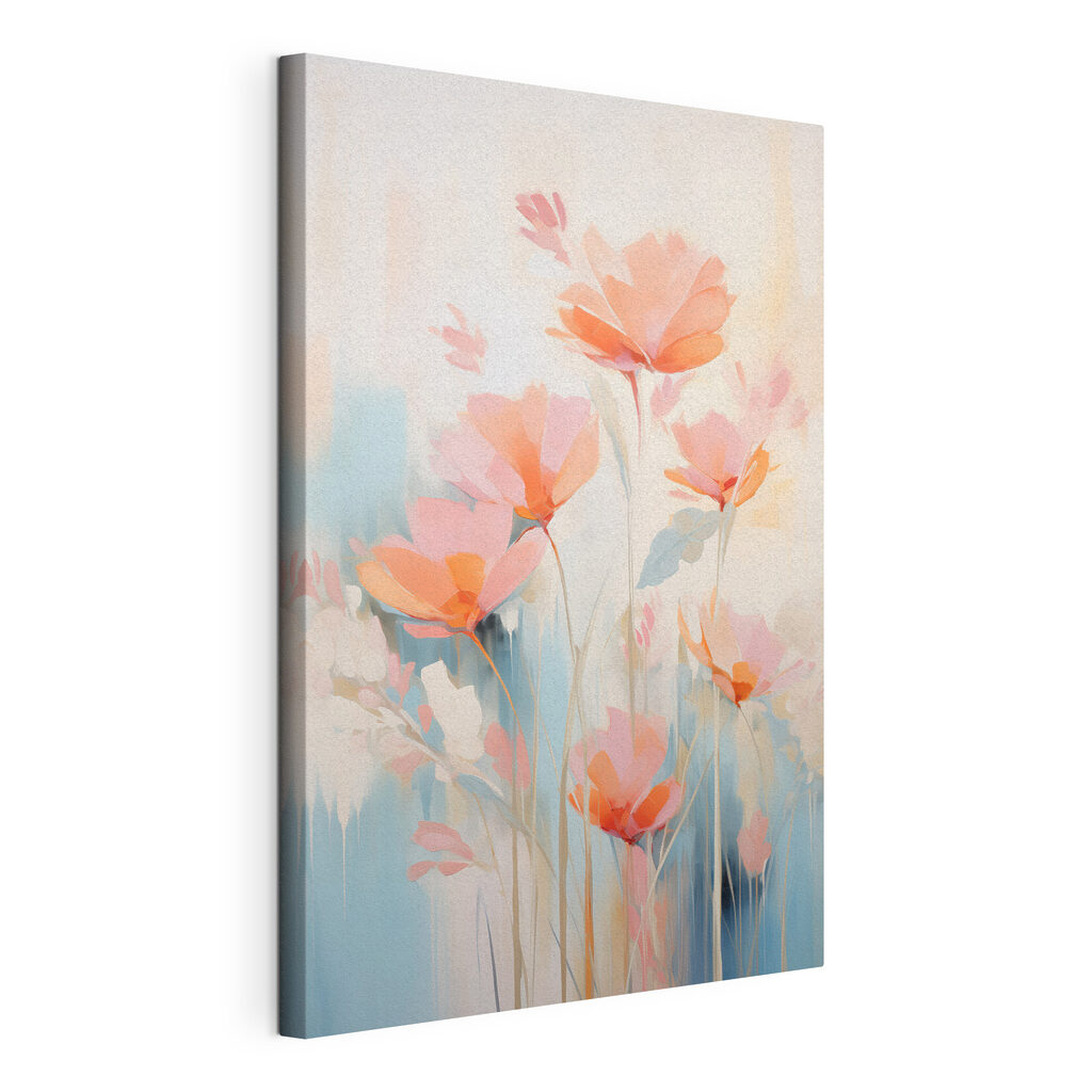 Painting of flowers on a blue background Painting of flowers on a blue background