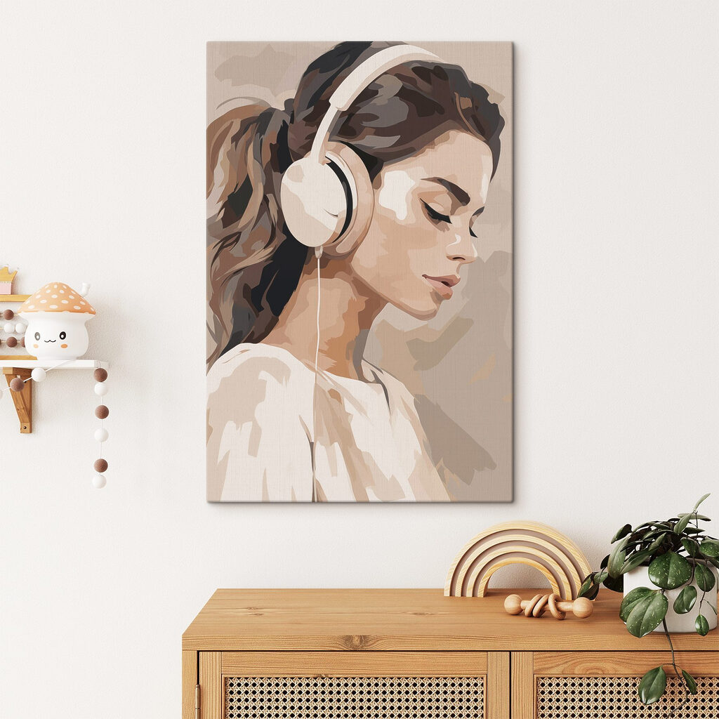 Woman wearing headphones