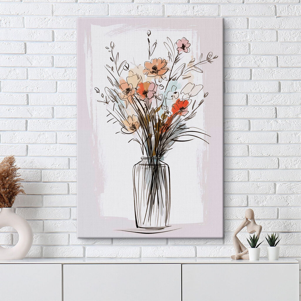 Drawing of flowers in a vase