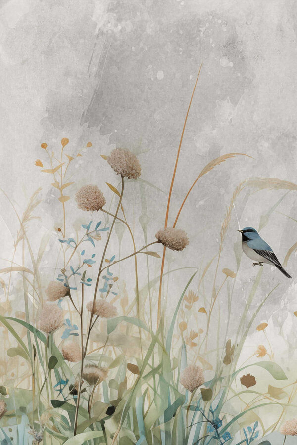 Bird in a field of flowers