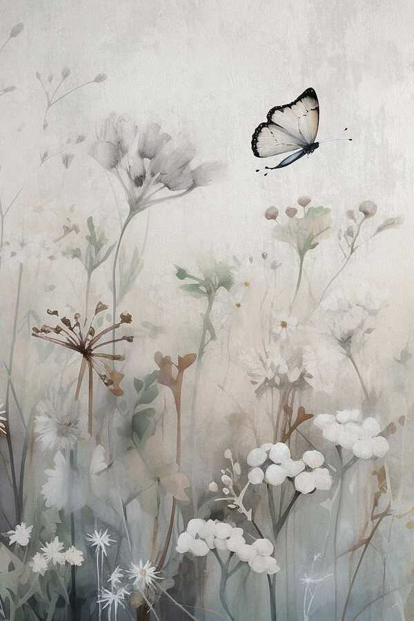 Butterfly flying over flowers