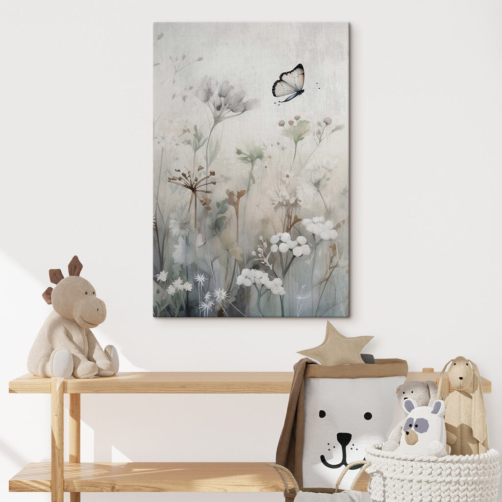 Butterfly flying over flowers