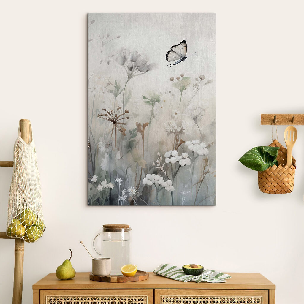 Butterfly flying over flowers