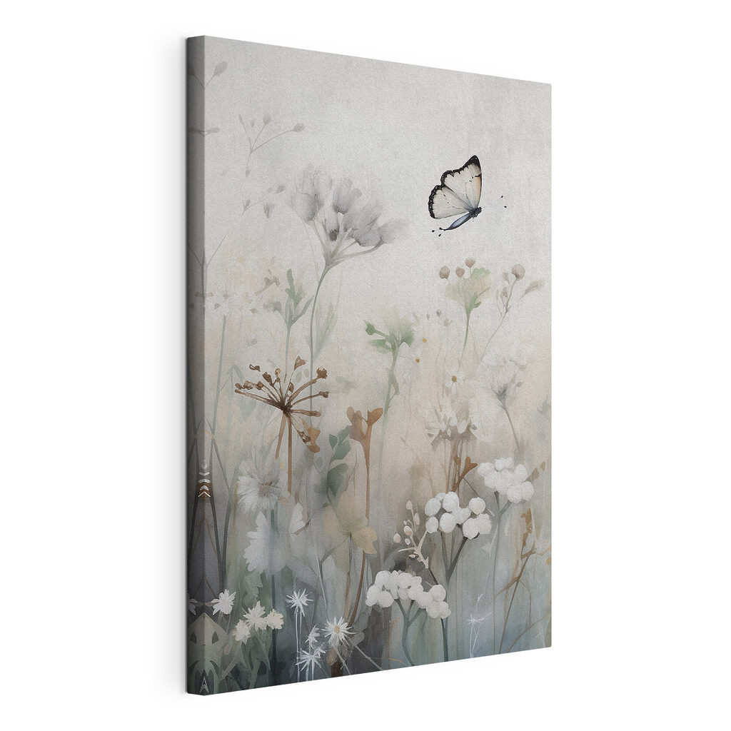 Butterfly flying over flowers