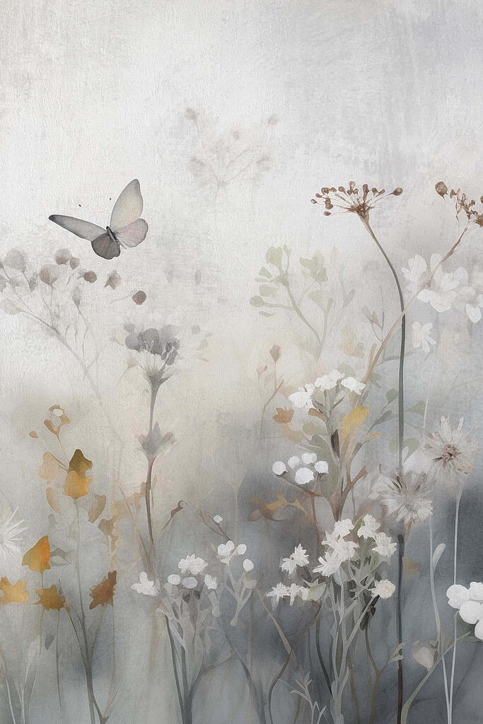 Butterfly flying over flowers