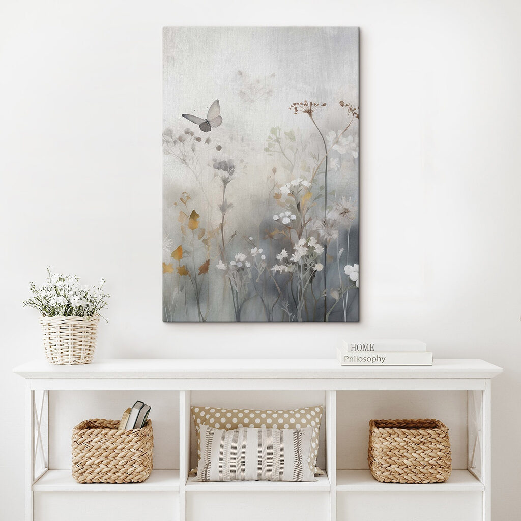 Butterfly flying over flowers