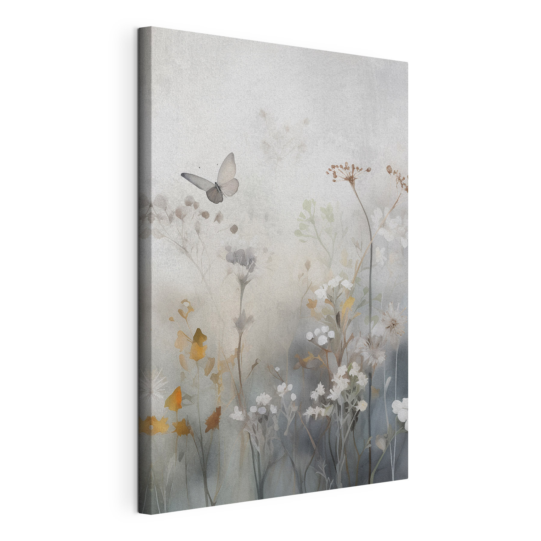 Butterfly flying over flowers