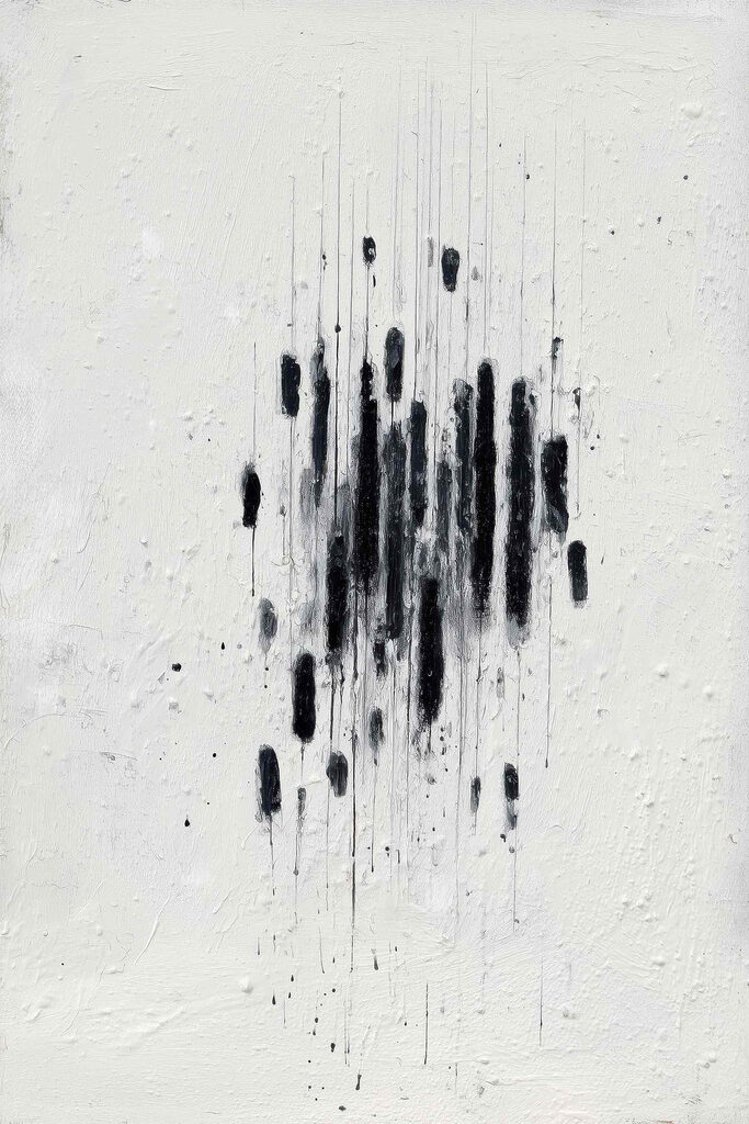 Black paint on a white surface