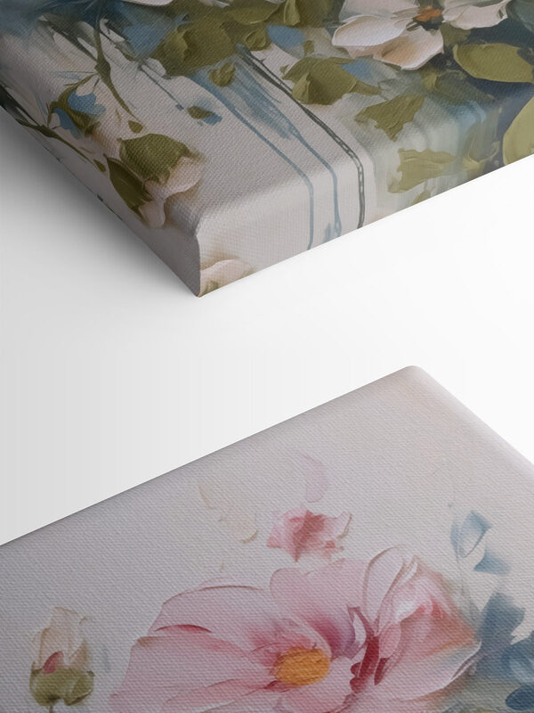 Painting of flowers on a white surface