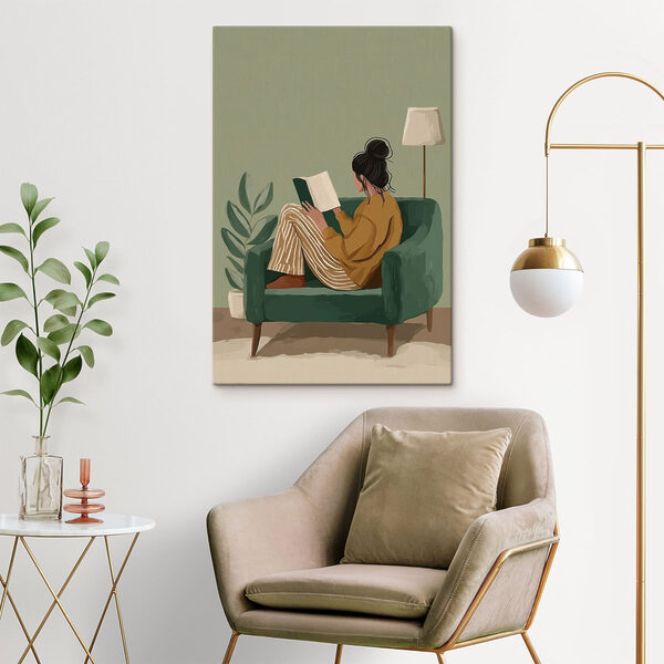 Woman reading a book in a chair Woman reading a book in a chair
