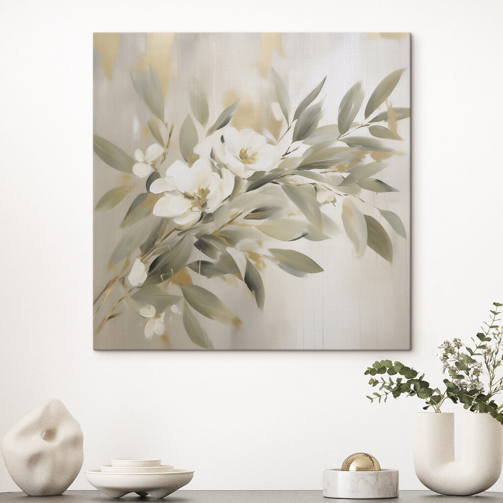 Painting of flowers and leaves