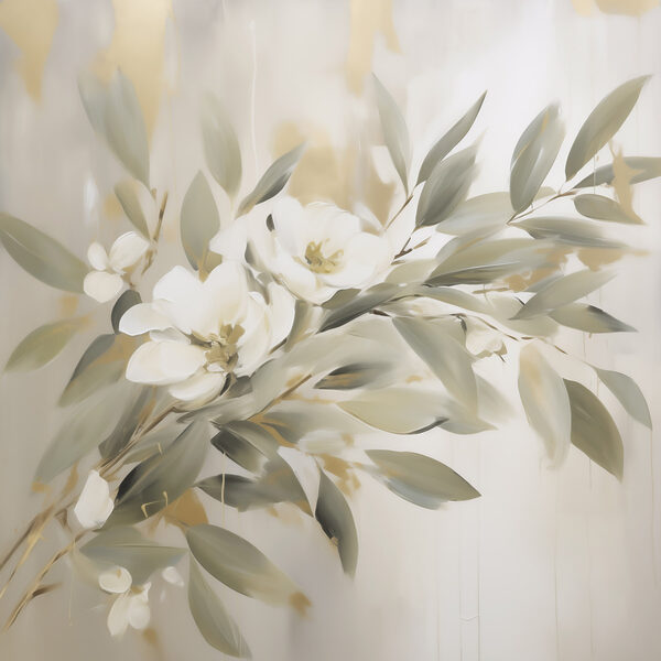 Painting of flowers and leaves