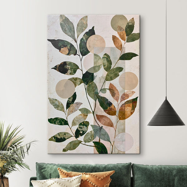 Painting of leaves and circles