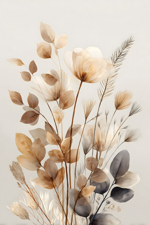 Delicate leaves and blooms merge beautifully