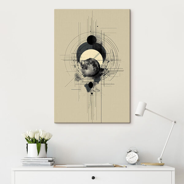 Obraz Black and white drawing of a moon and circles (Katalógové číslo: s49332) Obraz Black and white drawing of a moon and circles (Katalógové číslo: s49332)