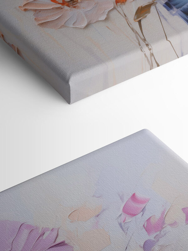 Painting of flowers on a white surface