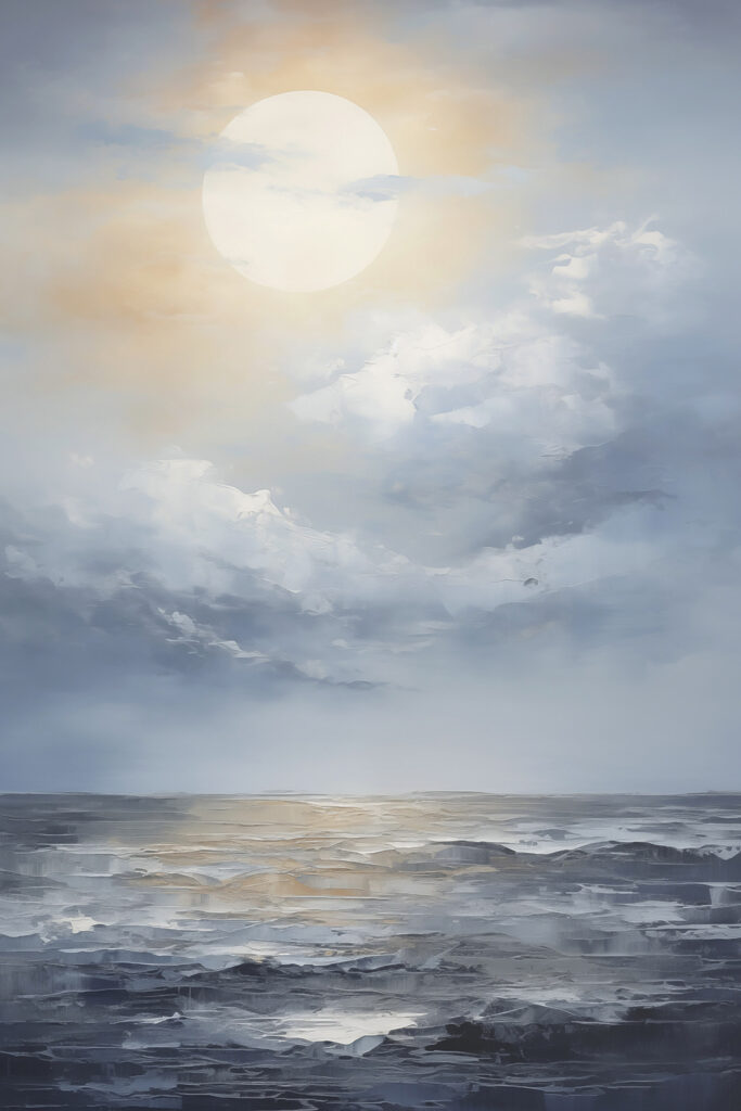 Moon over a snowy landscape