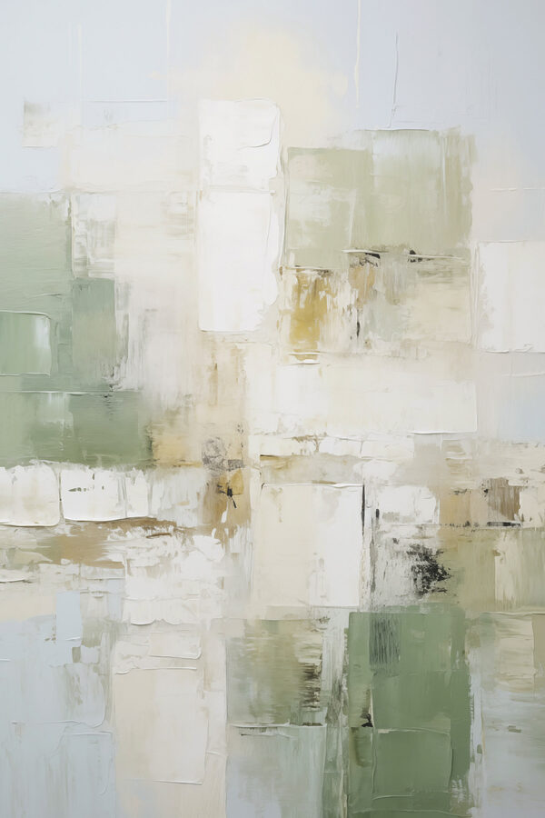 Painting of white and green squares Painting of white and green squares