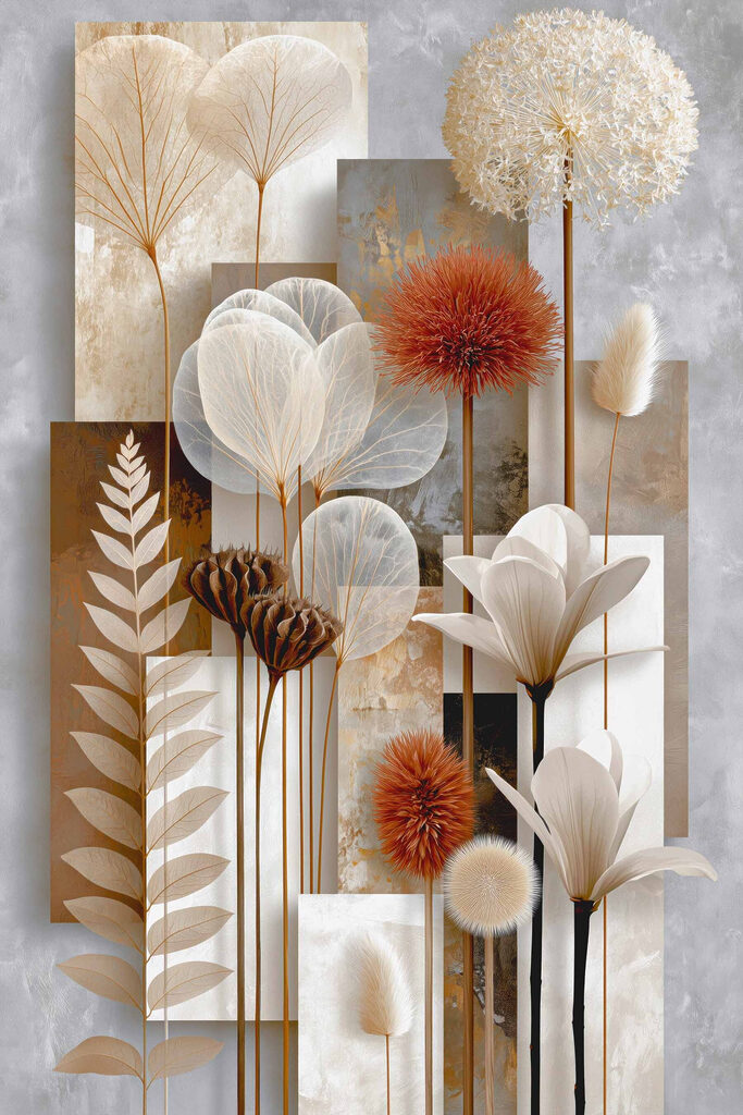 Wall art of flowers and plants