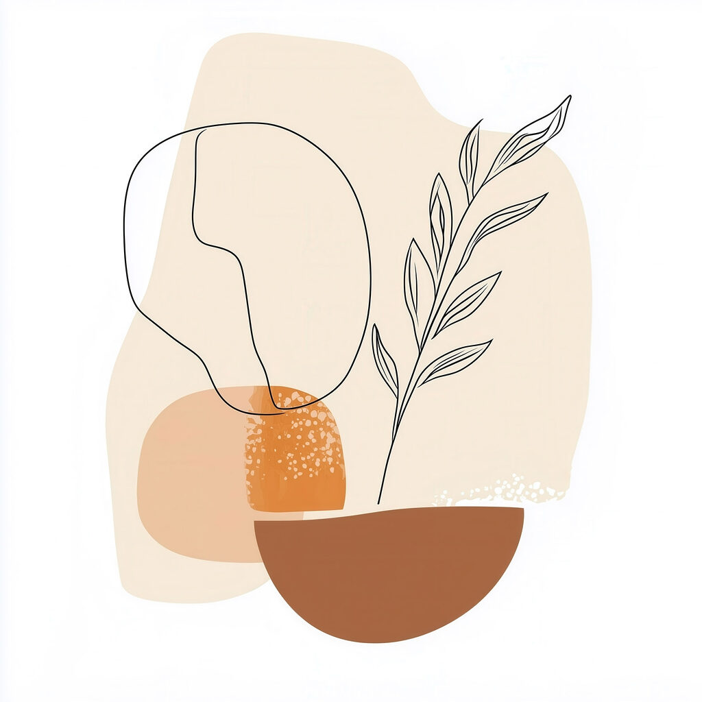Drawing of a plant and a bowl Drawing of a plant and a bowl