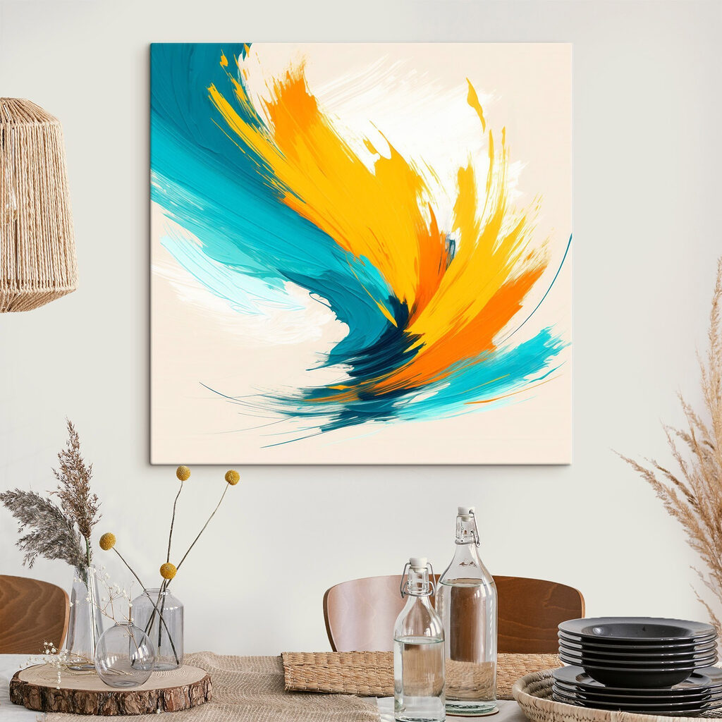 Blue and yellow paint swirls