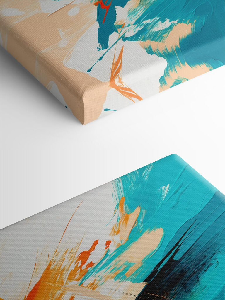 Painting of blue and orange paint