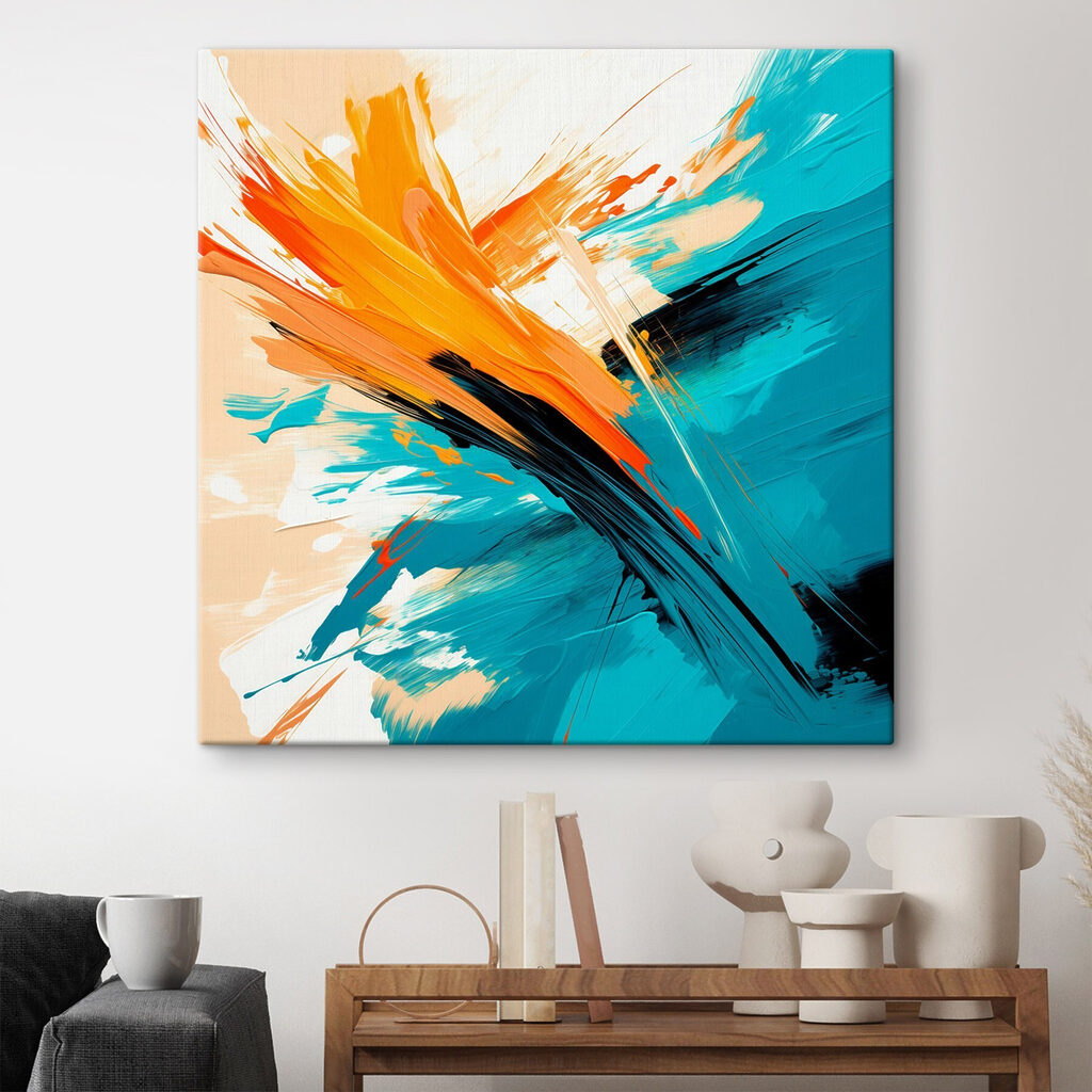 Painting of blue and orange paint