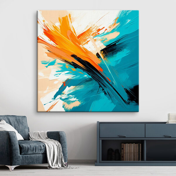 Painting of blue and orange paint