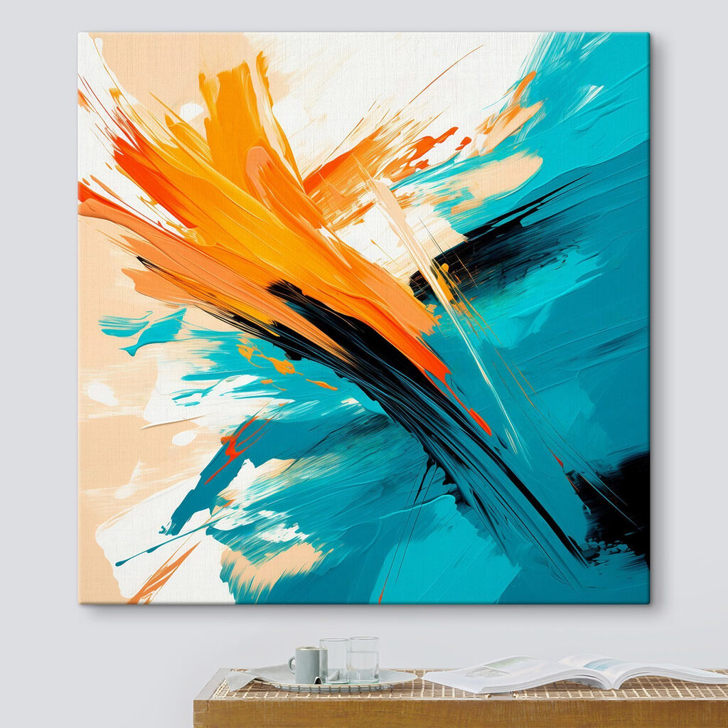 Painting of blue and orange paint