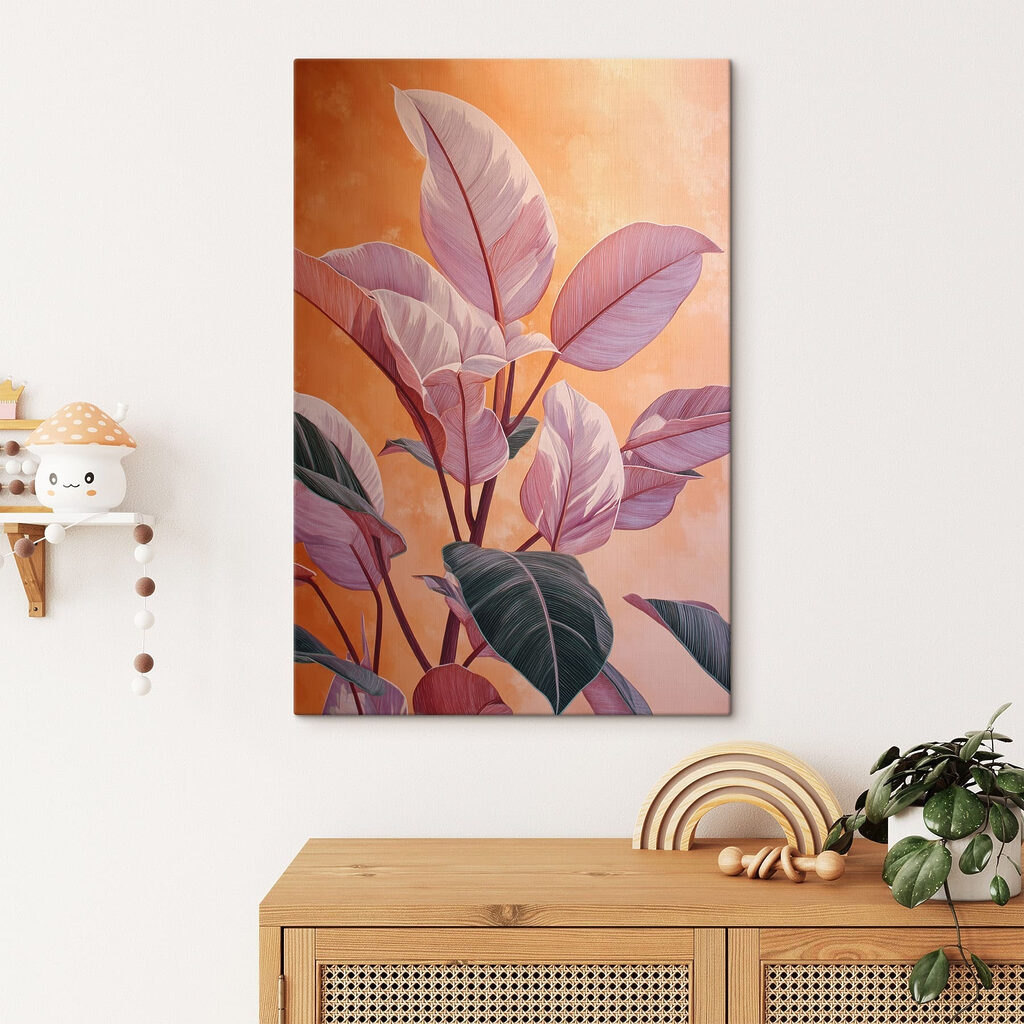 - Delicate leaves against warm backdrop